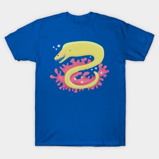 Green moray eel funny cartoon illustration T-Shirt